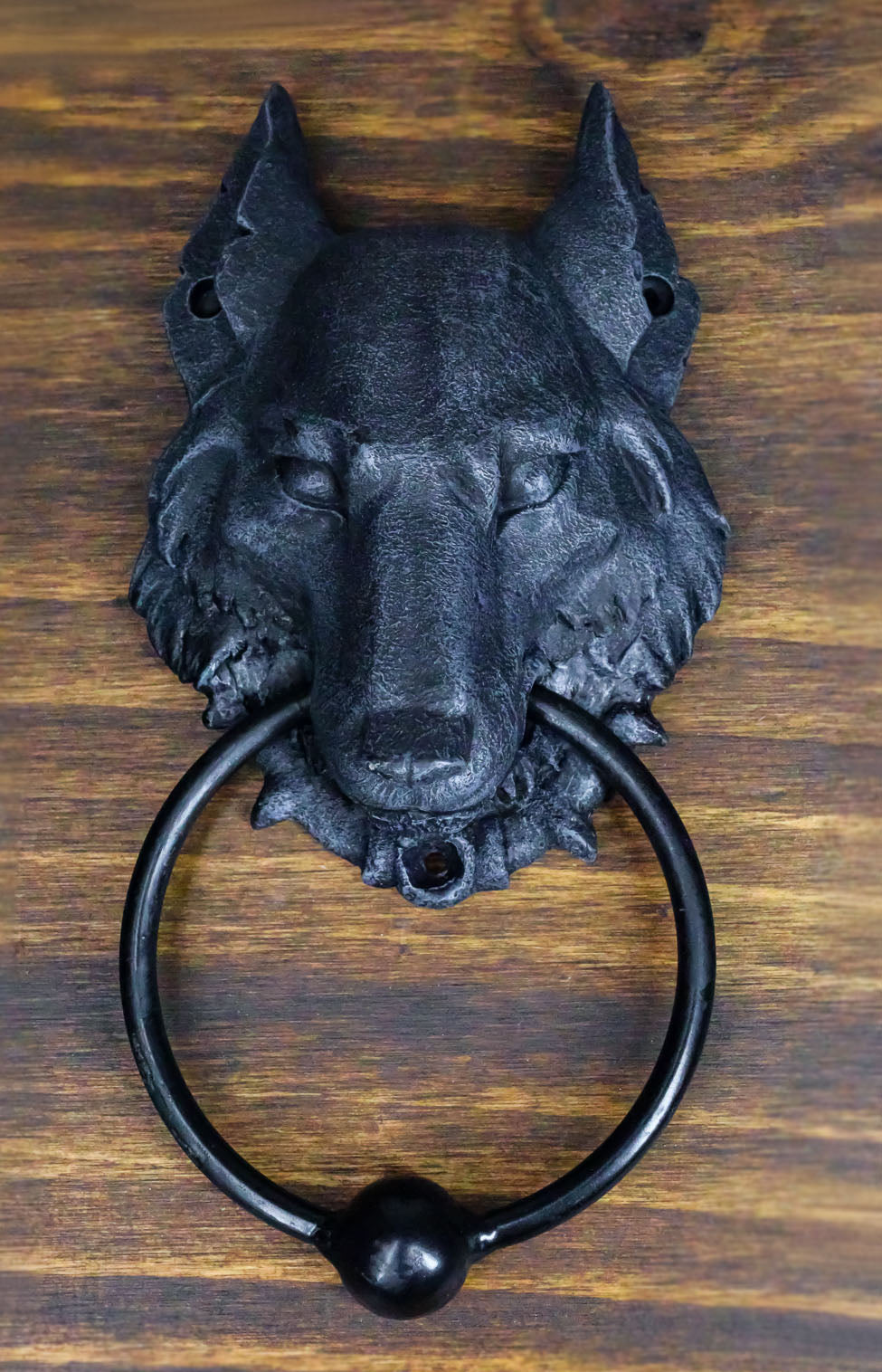 Ebros Full Moon Gothic Chained Wolf Gargoyle Door Knocker Figurine 8.2–  Ebros Gift
