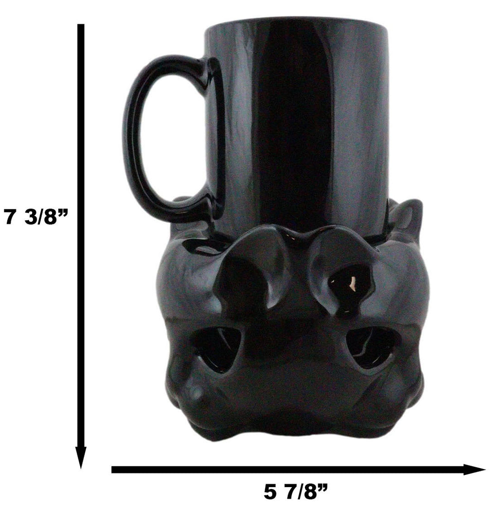 Alchemy Triple Skulls Black Cup With Candle Holder Mug Warmer Shadow Caster  Set