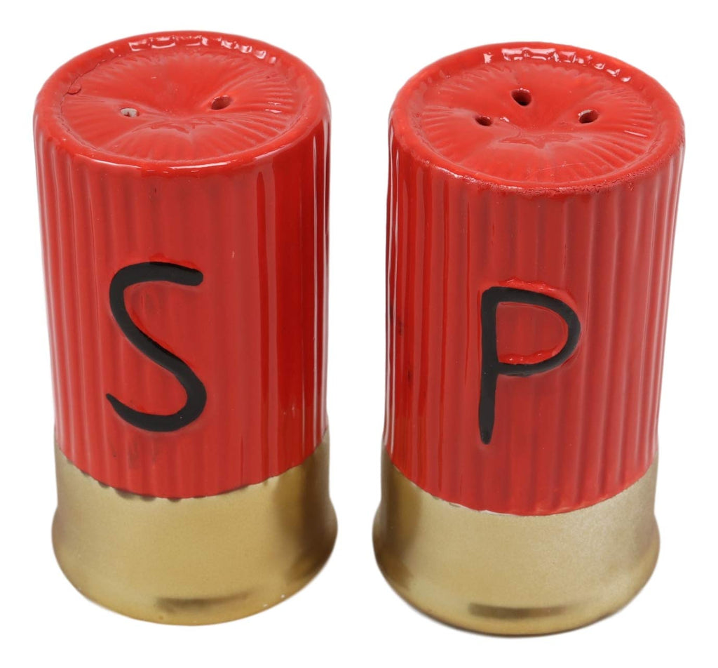 Ebros 12 Gauge Shotgun Shell Casing Salt and Pepper Shakers Set