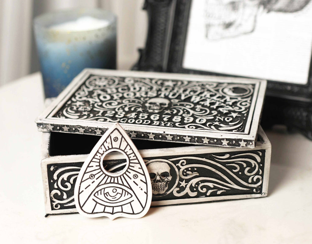 Ouija Spirit Board Scrying Trance Skull Decorative Jewelry Box with  Planchette