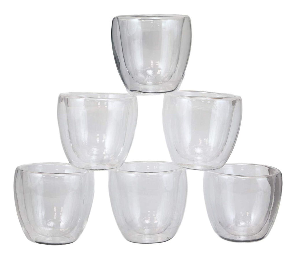 Double Wall Borosilicate Glass Tea, Coffee Cup 50 ML (Set of 6)