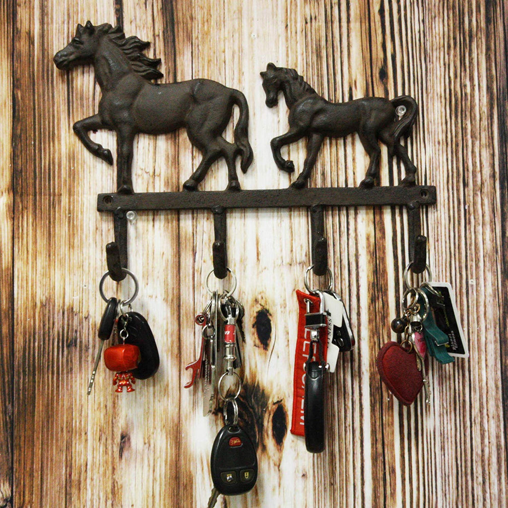 Set of 3 Rustic Western White Brown Chestnut Horses Hind Butt Coat Wall  Hooks