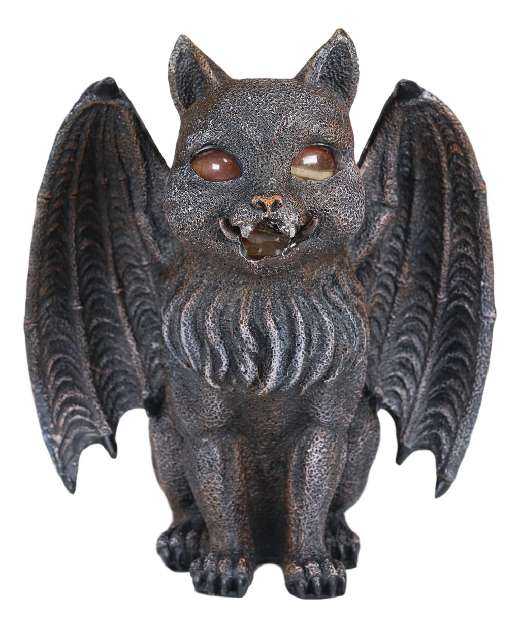 Ebros Winged Cat Gargoyle With Vampire Fangs Glowing Eyes Candle