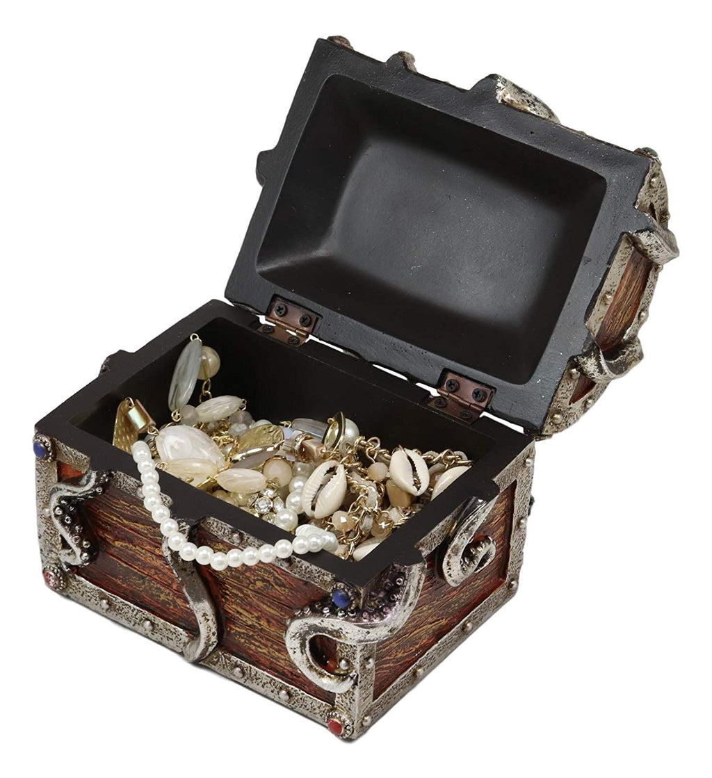 Ebros Gift Silver Shimmer Alien Octopus Guarding Pirate Treasure Chest