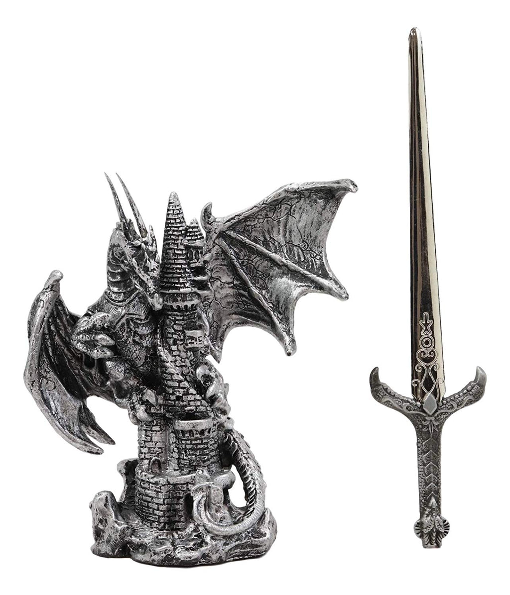 Fantasy Skull Bones Letter Opener Dagger With Gothic Dragon Castle Bas–  Ebros Gift