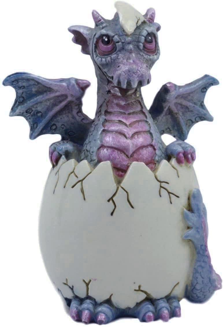 Ebros Small Purple Whimsical Dragon Baby Hatchling In Egg Statue