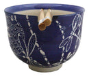 Auspicious Blue Tombo Dragonfly Ceramic Donburi Ramen Bowl With Chopsticks Set