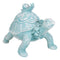 Auspicious Pastel Blue Turtle Tortoise With Patterned Shell And Snail Figurine