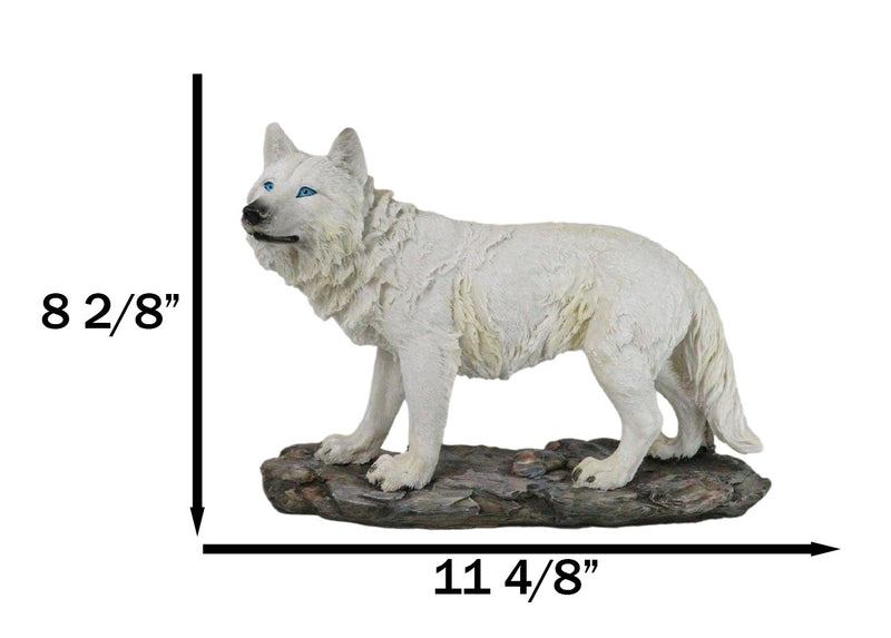 Winter Forest Hunter Tundra Snow White Albino Wolf On The Prowl Figurine 11.5"L