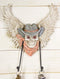 Rustic Western Cow Skull With Horns And Angel Wings Wall Double Hooks Sculpture