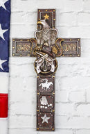 Rustic Western Patriotic Cowboy Country Eagle Pistols Hat And Ropes Wall Cross