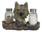 Grey Wolf Head By Woodlands Forest Glass Salt & Pepper Shakers Holder Figurine