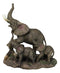 Triumphant Entry Safari Elephants Father And 2 Calves On Forest Floor Figurine