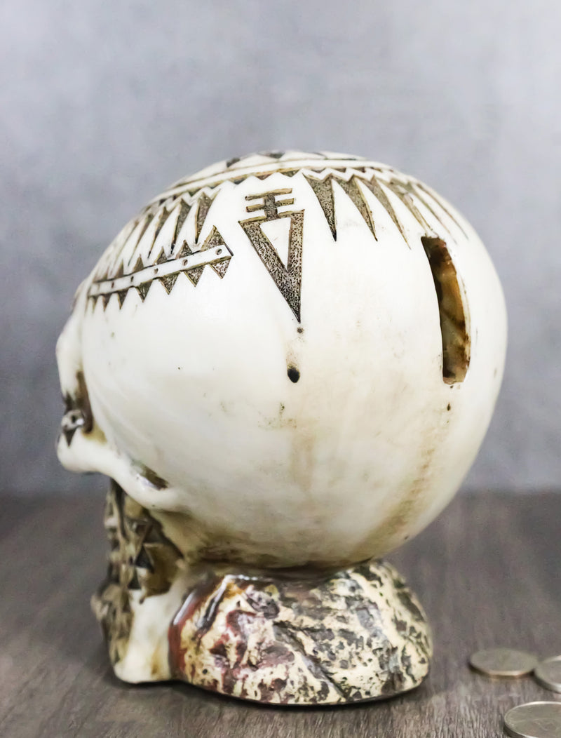 Southwestern Exotic Tribal Maori Tattoo Skull Money Coin Piggy Bank Figurine