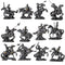 Set of 12 Mini Armored Knights On Horses And Medieval Castle Drawbridge Display