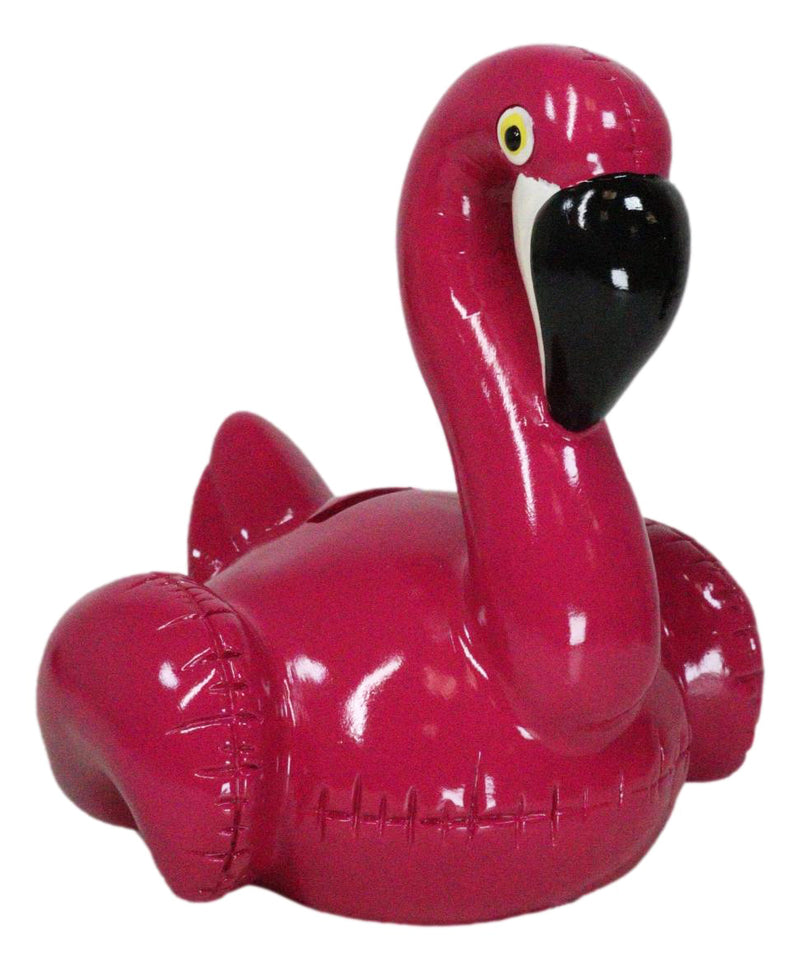 Whimsical Magenta Tropical Wading Bird Flamingo Money Piggy Coin Bank Figurine