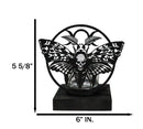 Death's Head Skull Moth Triple Moon Coated Metal Votive Tea Light Candle Holder