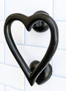 Cast Iron Black Love Heart Shaped Abstract Art Decorative Door Knocker Accent