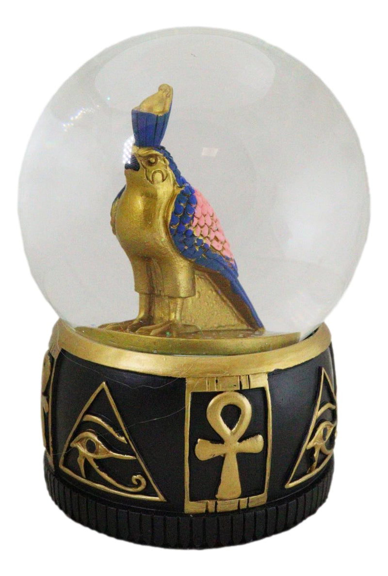 Ancient Egyptian Hieroglyphic Eye of Horus Ankh and Falcon Bird Water Globe