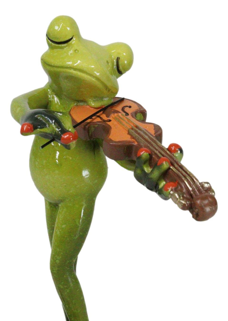 Classical Strings Symphony Green Toad Frog Playing The Violin Figurine