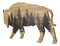 Western Bison Buffalo With Forest Silhouette Wooden Plank Cutout Wall Decor