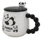 Ceramic Cute Lucky Panda Bear Cartoon With Lid And Panda Head Spoon Mug Cup