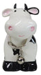 Whimsical Holstein Bovine Cow with Collar Bell Money Coin Savings Piggy Bank