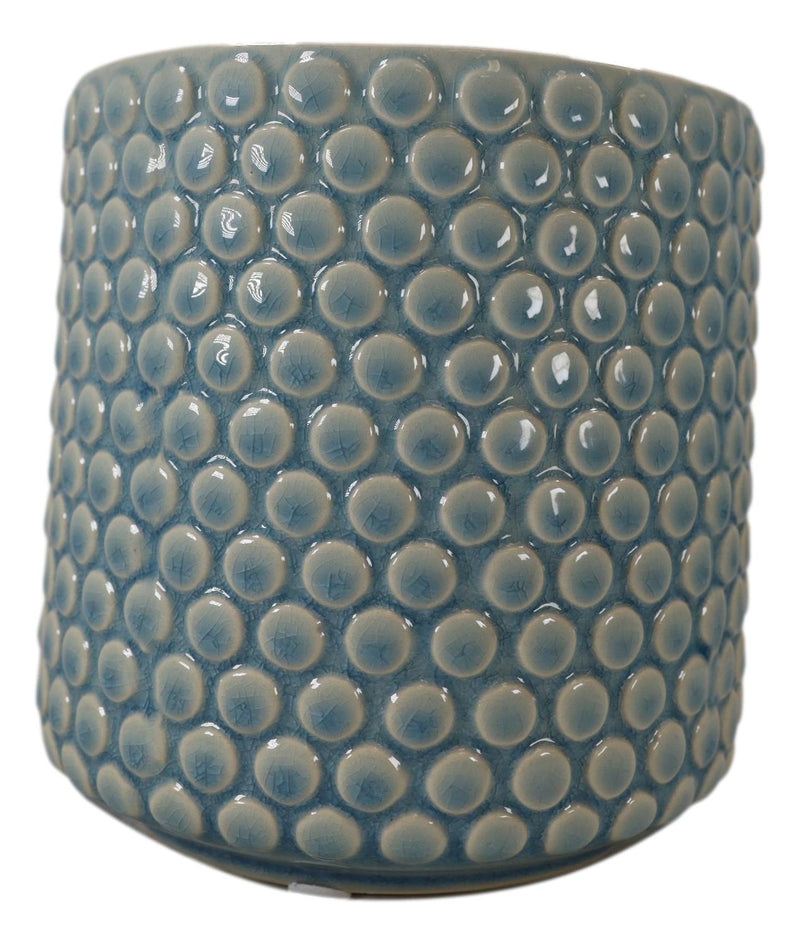 Ceramic Turquoise Sky Blue Bubbles Dots Crackle Glazed Floral Vase Planter Pot