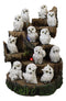 Forest Tree Steppes LED Display Stand With 12 Mini Snow White Owls Figurines Set