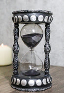 Wicca Phases of The Moon Pentagram Black Cat Invertible Glass Mystic Sand Timer