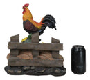 Ebros Large Country Chicken Rooster On Wooden Fence With Sunflowers Welcome Statue