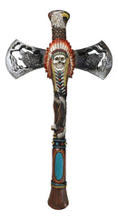 Southwestern Tribal Indian Headdress Chief Skull Eagle Wolf Hand Axe Wall Cross