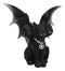 Wicca Three Headed Hydra Black Cat With Wings And Pentagram Necklace Figurine