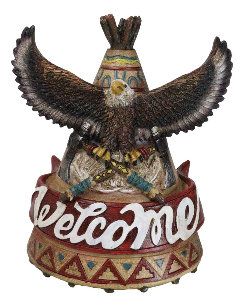 Rustic Southwestern Tribal Indian Teepee Hut Eagle Money Piggy Bank Figurine