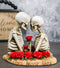 Love Never Dies Skeleton Couple Holding A Stalk of Rose Figurine Cake Topper