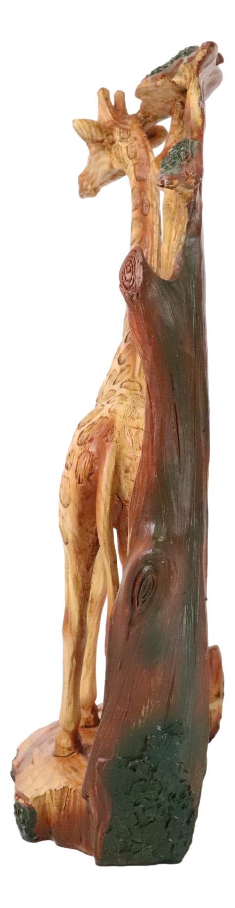 Safari Savannah Giraffe Family In Scenic Forest Faux Wooden Cutout Figurine