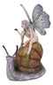 Fantasy Purple Elf Pixie Fairy Ladybug Sitting On Giant Snail Mollusk Figurine