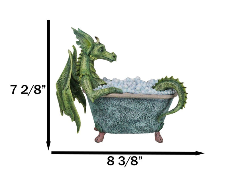 Amy Brown Whimsical Green Diva Dragon Immersing In Bubbly Bath Tub Figurine