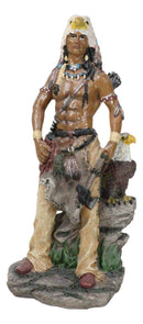 Sky Mountain Indian Tribal Eagle Warrior Chief Holding Axe With Bird Statue