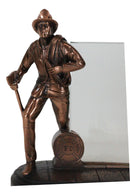 Heroic Fire Fighter Fireman With Axe And Hose 6"X4" Glass Picture Frame Figurine