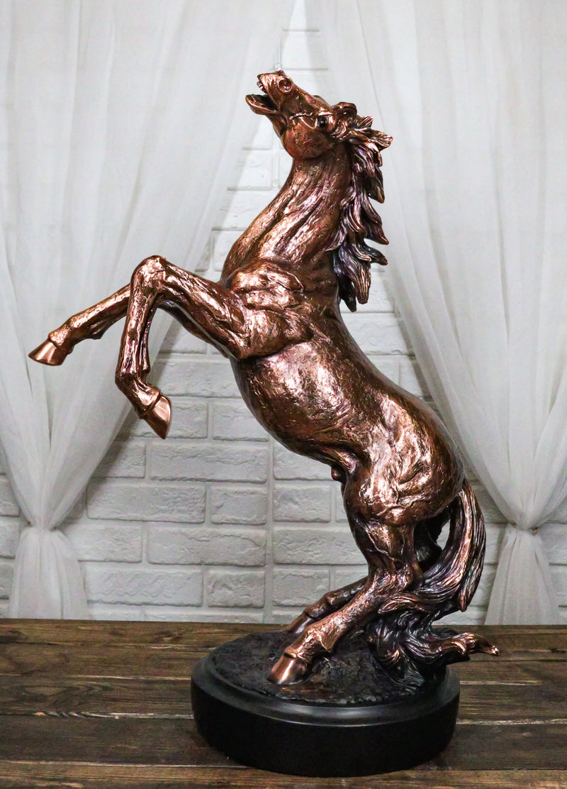 Large 21"H Western Black Beauty Prancing Horse Bronzed Resin Figurine With Base