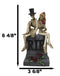 Gothic Skeleton Bridal Couple Sitting On Grave Tombstone With Red Roses Figurine