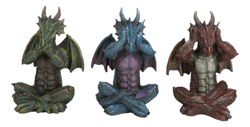 Dungeons And Dragons See Hear Speak No Evil Wise Dragons Set of 3 Figurines