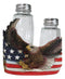 Patriotic Star Spangled Banner US Flag Bald Eagle Salt And Pepper Shakers Holder