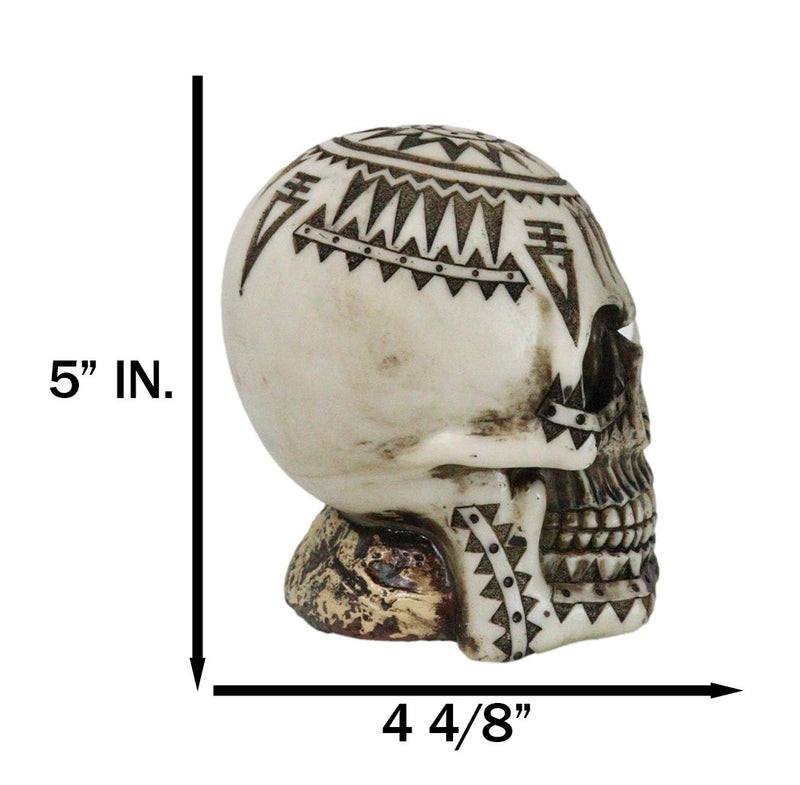 Southwestern Exotic Tribal Maori Tattoo Skull Money Coin Piggy Bank Figurine