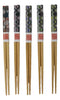 5 Pairs Of Imperial Hotel Peacock Rug Frank Wright Ridged Wooden Chopsticks Set