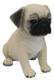 Realistic Lifelike Adorable Sitting Pug Dog Puppy Home Decor Figurine Pet Pal