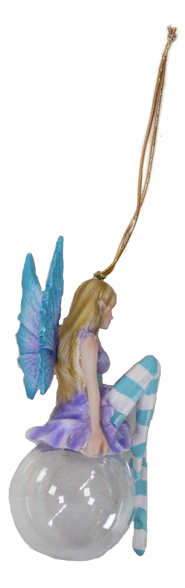 Blue Hyacinth Bubble Rider Fairy Hanging Ornament Amy Brown Holiday Collection