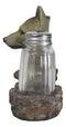 Grey Wolf Head By Woodlands Forest Glass Salt & Pepper Shakers Holder Figurine