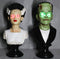 Set Of 2 Victor Frankenstein With Elizabeth Bride Bust Figurines With LED Eyes